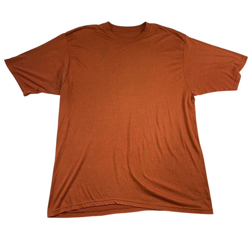 Cabelas Mens 2XL Burnt Orange Short Sleeve Crew Neck Cotton Blend T-Shirt